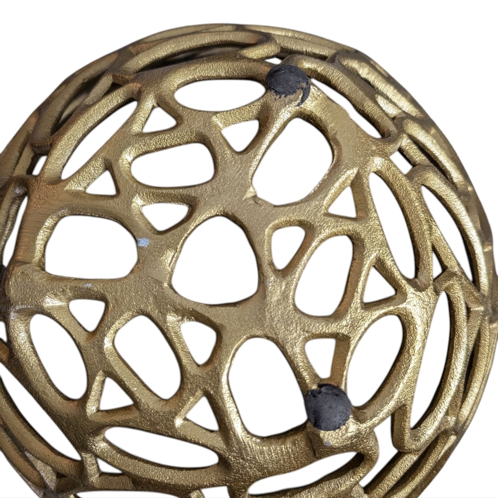 Decorative Contemporary Gold Painted Bowl Shiny Metallic Colored Bowl Home Decor - Picture 8 of 13